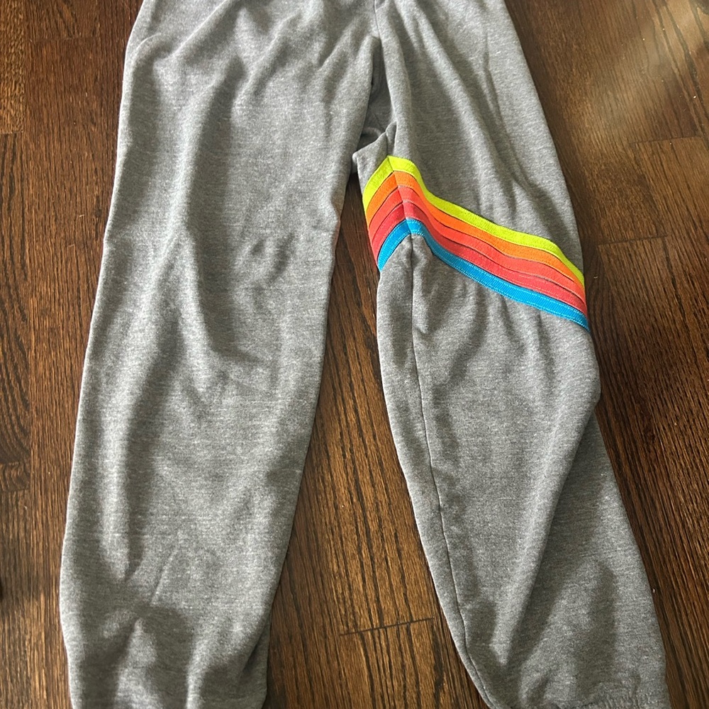 Aviator Nation Chevron Grey Stripe Sweatpants